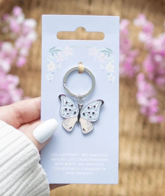 Butterfly Keyring - Two Tone -Reminder of Your Strenth - Very Pretty - Brand New - Image 1 of 3
