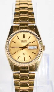 Seiko Presidential Women's Watch Small Gold Bezel Metal Band 24mm Day Date #G044 - Picture 1 of 18