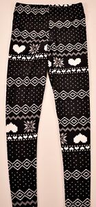 girl's Rue 21 legging size s/m black w/print elastic waist polyester mix