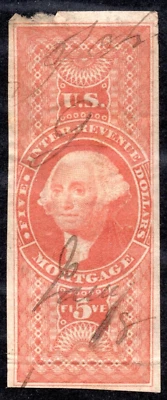 US 1870s REVENUE SCOTT #R91a FIVE DOLLARS MORTGAGE 4 MARGINS - Image 1 of 2
