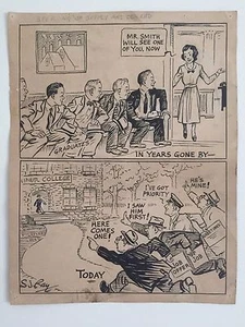 VINTAGE 1930'S S.J. RAY CARTOONIST ORIGINAL SIGNED PENCIL, PEN & INK COMIC ART - Picture 1 of 12