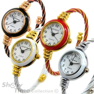 Reloj brazalete Geneva talla pequeña con correa de cable de 2 tonos para mujer - Imagen 1 de 5