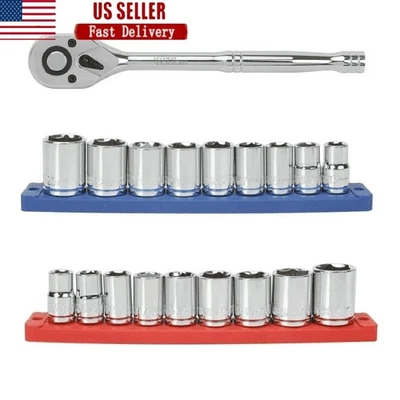 21-Piece 1/2in Drive Ratchet Socket Set Cr-V Steel Mechanics Tools Repairs New - Image 1 of 4