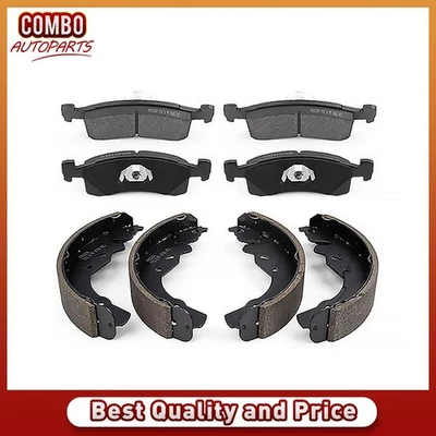 Pastilhas de freio dianteiras e traseiras sapatas de bateria compatíveis com 1983-1986 Dodge 600 - Imagem 1 de 4