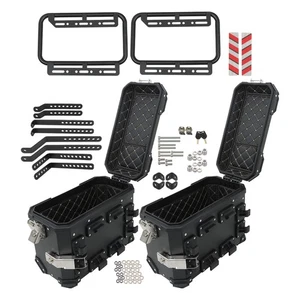 36L Motorcycle Side Case Hard Saddlebag Box Trunk Tour with Support Racks Black - Picture 1 of 22
