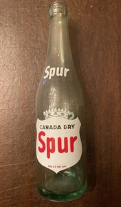 Canada Dry SPUR Vintage ACL Soda Pop Bottle - clear 12 oz - 1950s - Picture 1 of 6