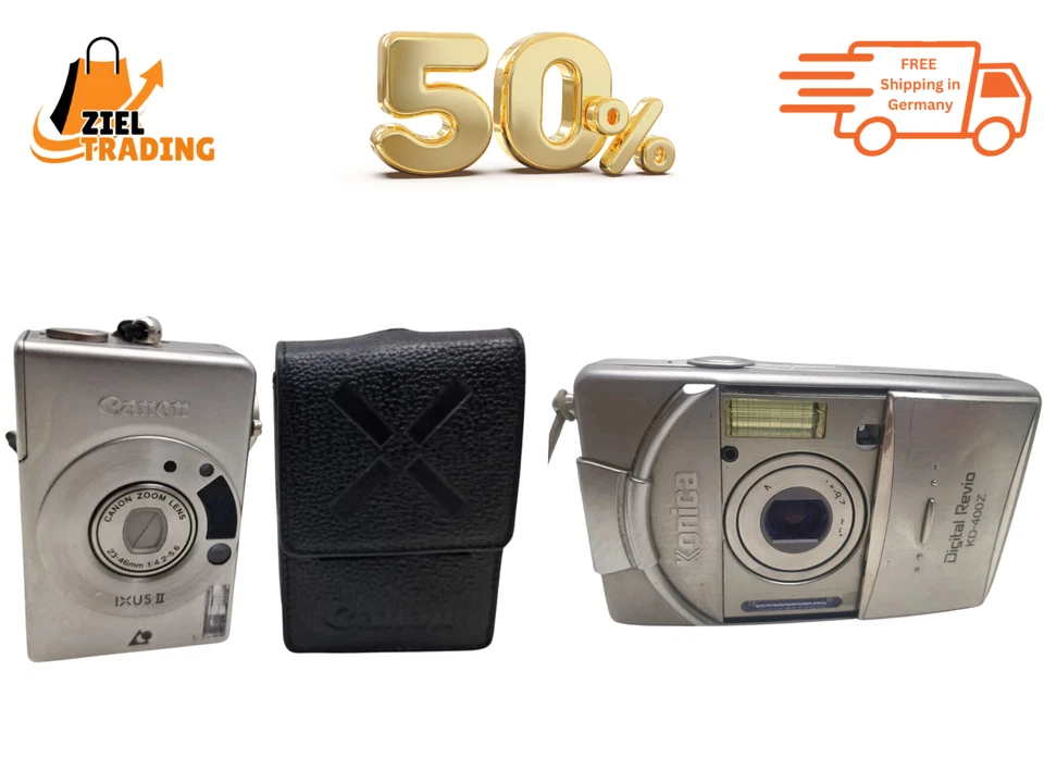 2er Set Canon IXUS II APS Kamera Silber & Konica Revio KD-400Z 4MP Digitalkamera - Bild 1 von 4