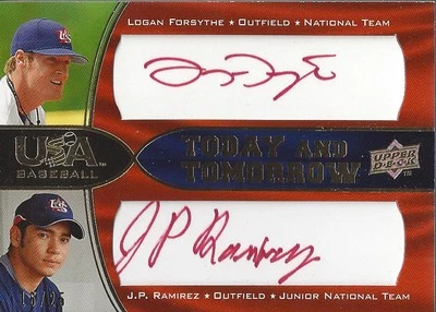 2008 USA Baseball Today and Tomorrow Red Logan Forsythe J.P. Ramirez Auto /25 BB - Image 1 of 2
