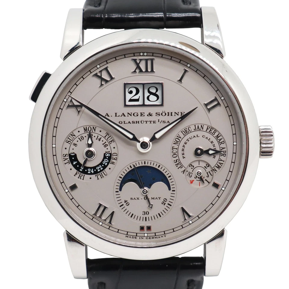 2004 Mint A. Lange & Sohne 310.025E Langematik Perpetual Platinum Gray Watch - Image 1 of 4