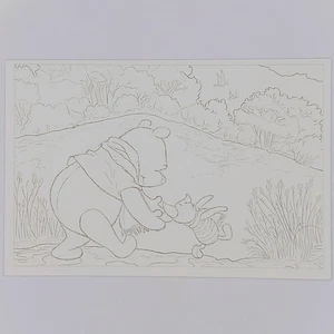 Winnie the Pooh Postcard Piglet Otona No Nurie Adult Coloring Disney Milne #16 - Picture 1 of 2