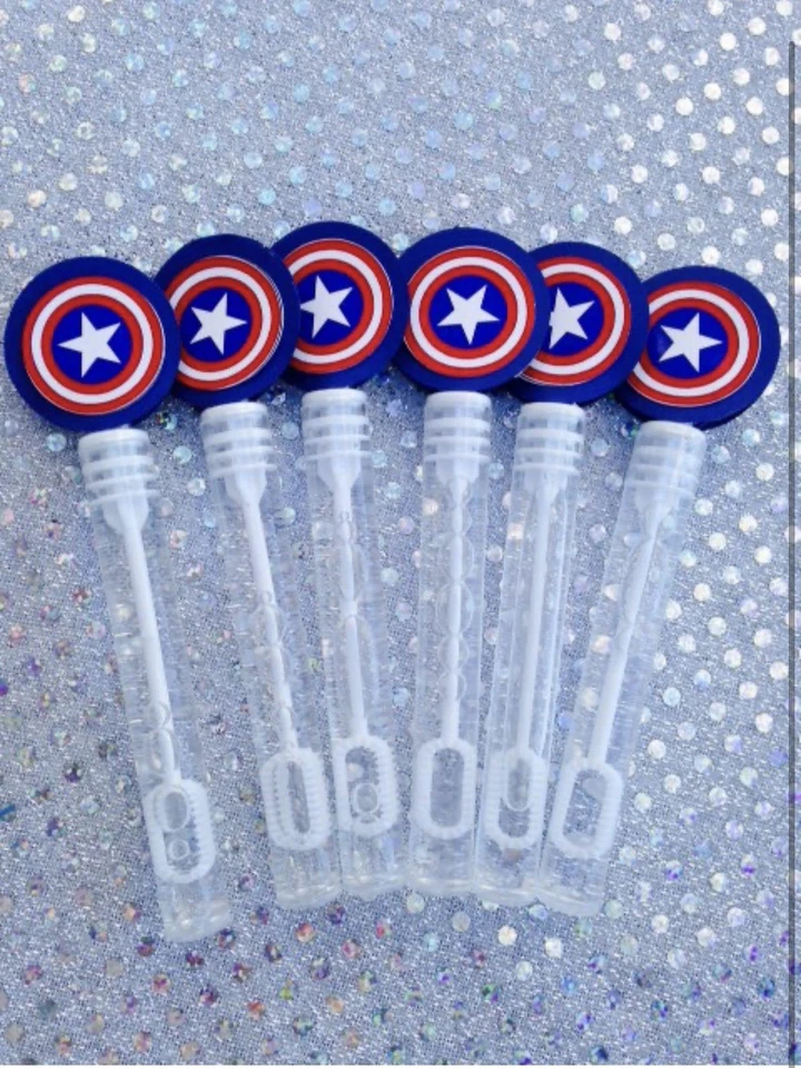 15 varitas de burbuja Capitán América fiesta favor Capitán América cumpleaños Vengadores Foto 1 de 1