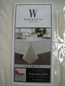 Wamsutta Classic 70" x 90" 100% Cotton Tablecloth Vanilla / Ivory Stain Resist - Picture 1 of 8