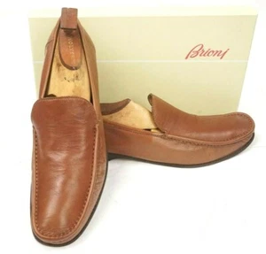$950 Brioni Mens Butter Soft Calf Leather Tan Slip on Loafer US Size 13 Euro 46 - Picture 1 of 9