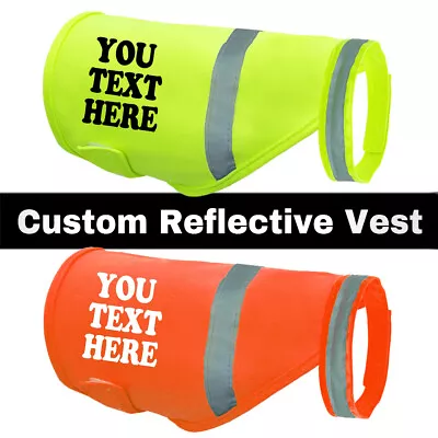 Custom Print Reflective Dog Safety Vest w/Name Coat Clothes Hi Vis High Vis Gear - Image 1 of 4