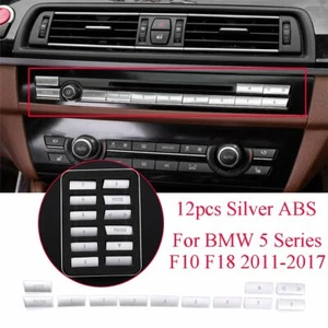 12*Silver ABS Central Control CD Button Trim For BMW 5 Series F10 F18 2011-2017 - Picture 1 of 8