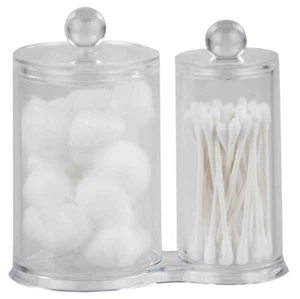 Home Basics Dual Cotton Swab Holder and Cotton Ball Or Cosmetic Pad Organizer - Picture 1 of 3