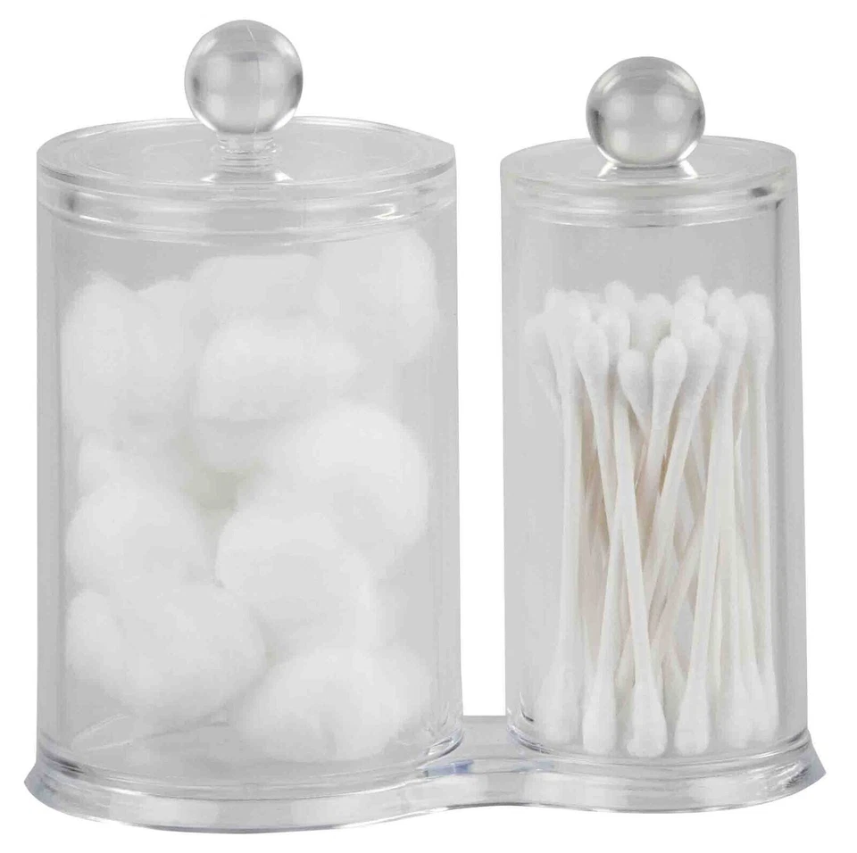 Home Basics Dual Cotton Swab Holder and Cotton Ball Or Cosmetic Pad Organizer - Image 1 of 3