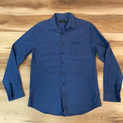 Camisa Onia Para Hombre Mediana Azul Lino Algodón Manga Larga Ligera Abotonada Foto 1 de 4