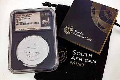 2017 South Africa Silver 1 Rand 50th Anniversary NGC SP70 FDOI w/ CoA - Image 1 of 4