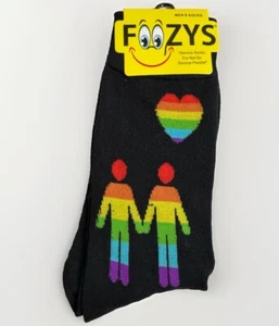 Rainbow Heart Gay Pride Themed Designer Novelty Crew Sock Men Size 10-13 NEW - Picture 1 of 2