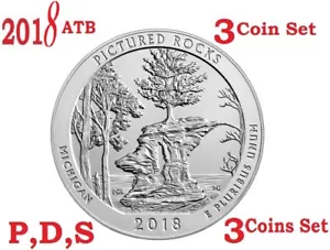 2018 P D S 25C Pictured Rocks 3-coin set America the Beautiful Parks Quarter - Picture 1 of 1