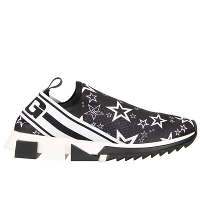 Tênis DOLCE & GABBANA Low-Top Stretch Stars Logo SORRENTO Preto Branco - Imagem 1 de 4