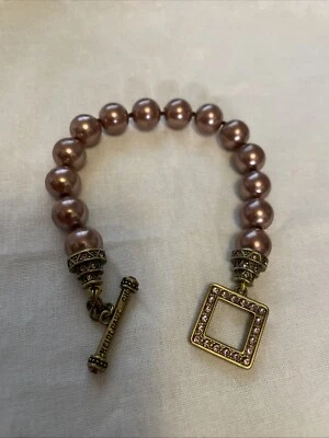 Heidi Daus розовый цвет имитации жемчуг w/переключатель кристаллы Swarovski браслет - Изображение 1 из 4