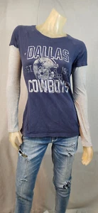 NFL Dallas Cowboys Azul Gris Dos Tonos Gráfico Largo Slv Top Camiseta Blusa GRANDE - Imagen 1 de 6