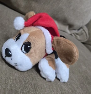 Mattel Pound Puppies Plush Ornament 6" Bean Bag Christmas Santa Hat - Picture 1 of 3