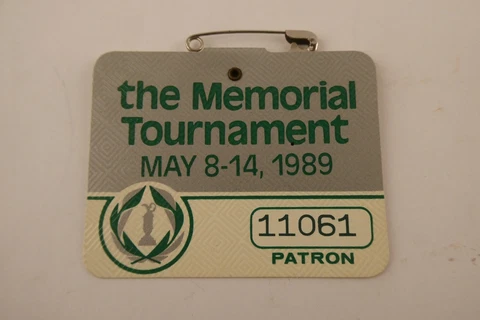 1989 Memorial Day Tournament Ticket Badge Pin Bob Tway Winner Cover