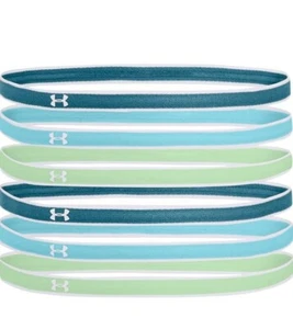 Under Armour Girl’s Mini Headbands 6 Pack One Size Fits All Blue Flannel/Aqua  - Picture 1 of 2