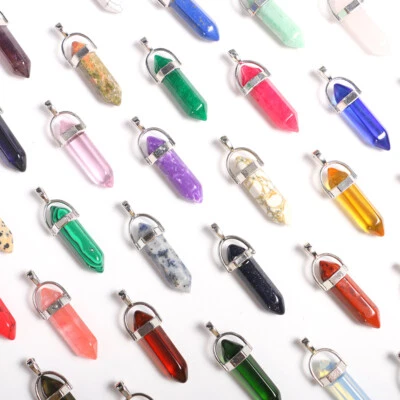 Natur Edelstein Spitze / Doppelspitze Anhänger Obelisk Spitze Heilstein Quarz - Bild 1 von 4