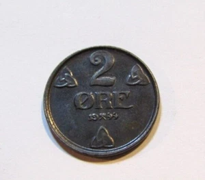 Norway 1944 2 Ore Iron Coin - Picture 1 of 5