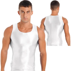 Men Glossy Tank Tops Sleeveless T-Shirt Swim Gym Fitness Workout Vest Sportswear - Picture 1 of 145