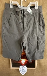 prAna men’s outdoor gray short 32w 10L pockets belted flat solid stretch standar - Picture 1 of 8