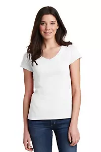 Gildan Softstyle Womens Cap Sleeve Fit V Neck Stylish T-Shirt 64V00L - Picture 1 of 7