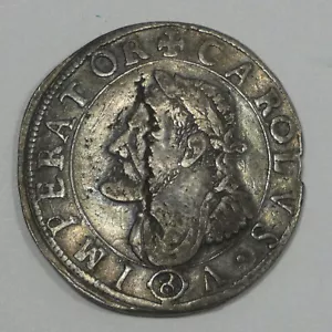 1639 FRANCE Charles V Free City of Besancon Silver Teston XF ~ Planchet Flaws - Picture 1 of 4