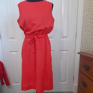 True Vintage 70s Orange Sleeveless Mod Dress Sz16 Belt/elastic Waist festival - Picture 1 of 6