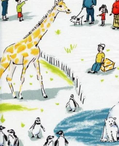 Out at the Zoo Family Fun Day White Quilt Sew Fabric MICHAEL MILLER - Picture 1 of 1