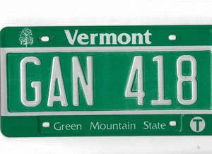 VERMONT passenger license plate "GAN 418" - Picture 1 of 1