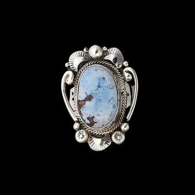 Sterling Silver Size 9 Denim Lapis Ring – Intricate Southwest Design - Image 1 of 4