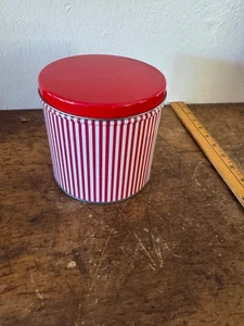 Vintage Red & White Striped Tin - Picture 1 of 4