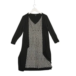 NWT Notations Wonen’s Med. Dress Attached Cardigan Black & White Made In U.S.A. - Picture 1 of 9