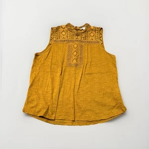 Blusa SOMBRA DE OJOS Boho/Campesina Encaje Bordado Sin Mangas M Tank Mostaza - Imagen 1 de 6