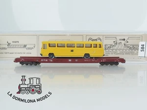 MG584 ESCALA N FLEISCHMANN 8271 VAGON PLATAFORMA CON AUTOBUS de la DB - OVP - Imagen 1 de 11