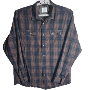 Camisa FLYLOW XL Para Hombres A Cuadros Abotonada Manga Larga Marrón Franela Negra - Imagen 1 de 8