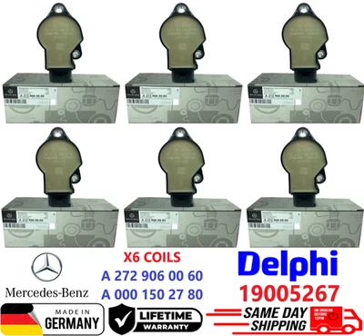 6 bobinas de encendido genuinas nuevas para Mercedes-Benz V6 V8 2005-2014, A0001502780 OEM Foto 1 de 4