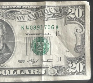 (VINTAGE!) $20 Rare Old Vintage Dallas Currency K40891706A Series 1993 - Picture 1 of 3