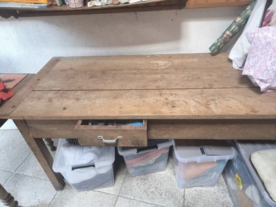 Ancienne table de ferme bois massif fin 19ème - Photo 1/4