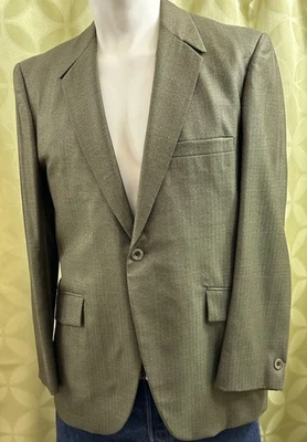 40 R Vintage 1950s-60s PENNEY’S TOWNCRAFT Point Lapel 1-Button SHINY OLIVE SUIT - Image 1 of 4